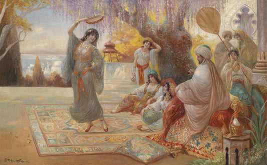 Oriental Harem Scene, vintage artwork by Joseph Sedlacek, 12x8" (A4) Poster