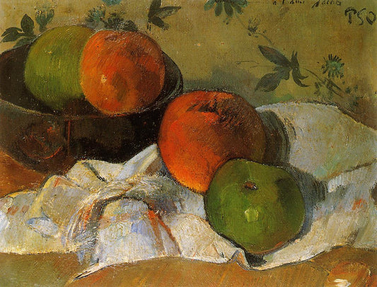 Apples and Bowl, vintage artwork by Paul Gauguin, 12x8" (A4) Poster