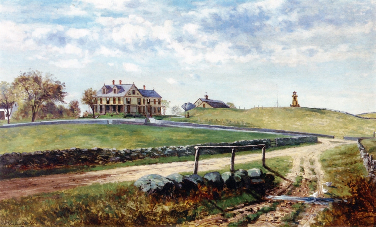 Home of Silas Pierce in Scituate, Ma., vintage artwork by Frank Henry Shapleigh, 12x8" (A4) Poster