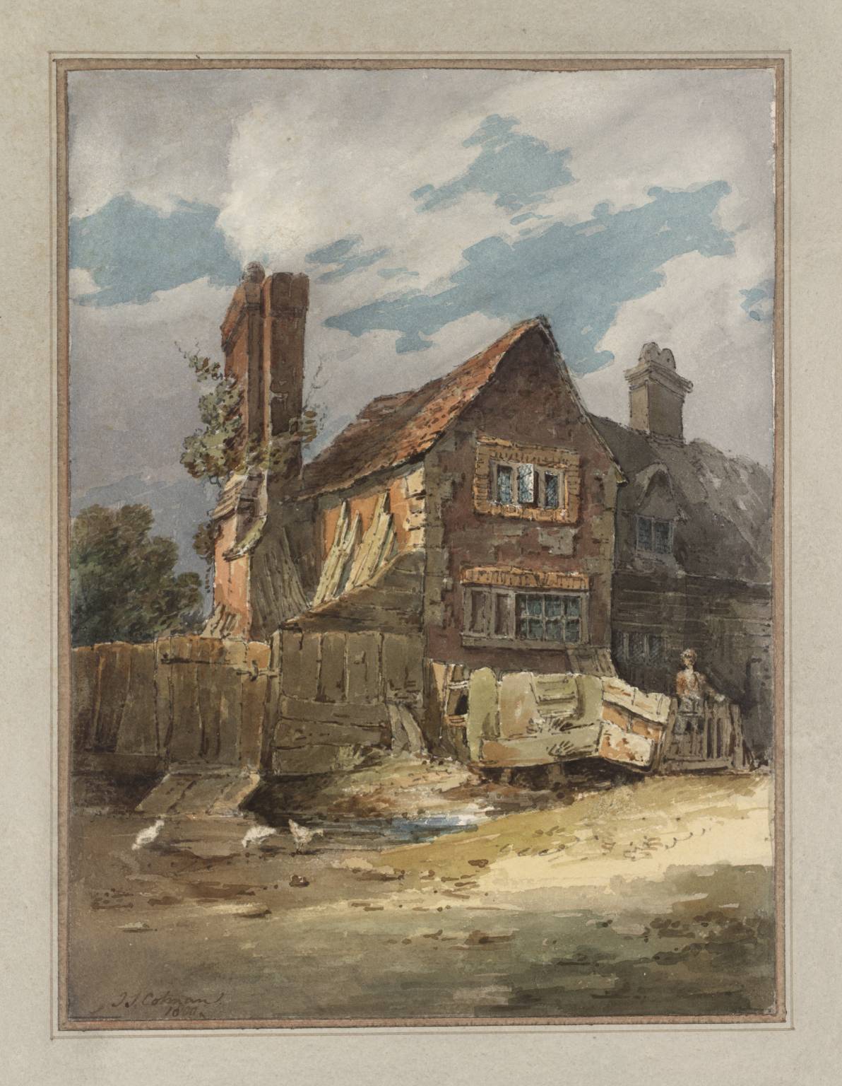 Houses at Epsom, vintage artwork by John Sell Cotman, 12x8" (A4) Poster