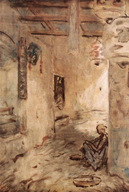 A Chinese Street, vintage artwork by Marius Bauer, 12x8" (A4) Poster