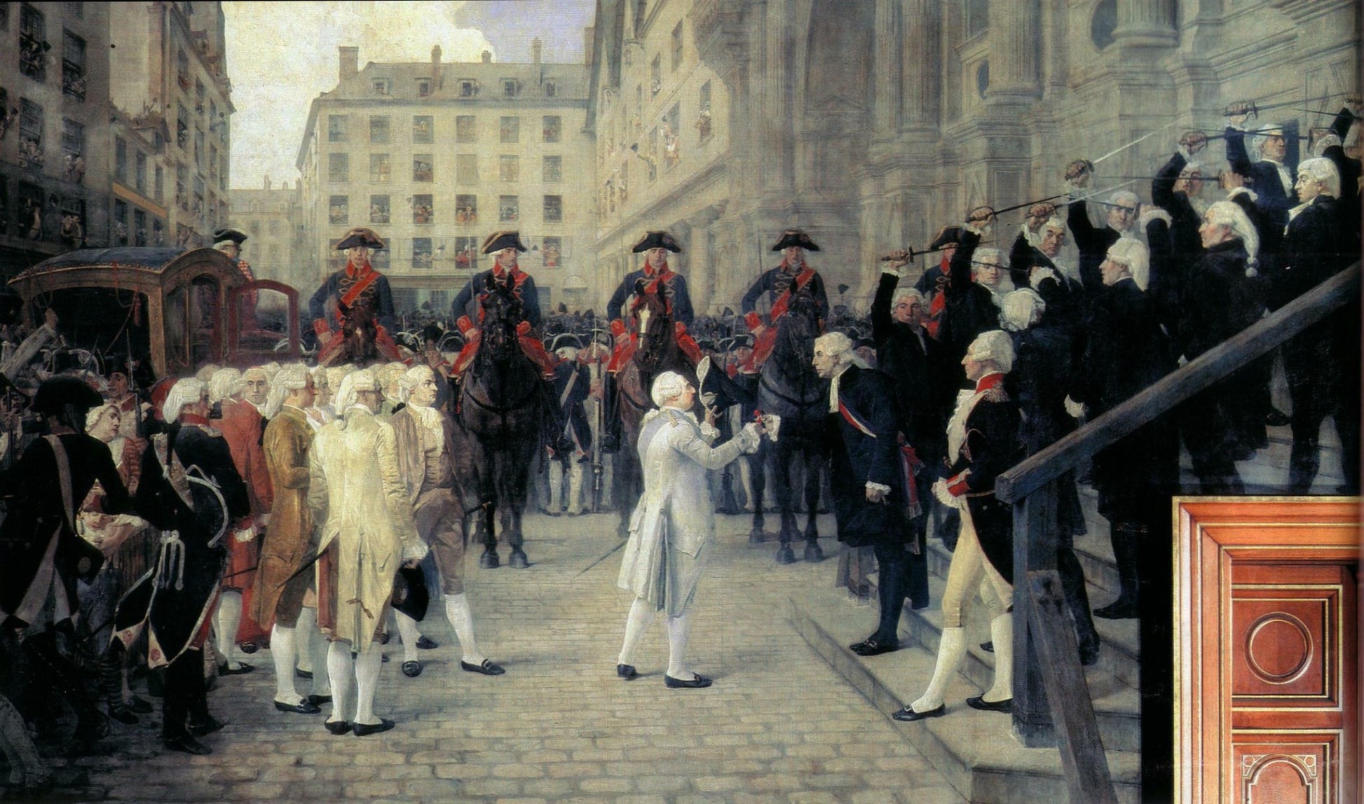 The Reception of Louis XVI at the Hotel de Ville by  the Parisian Municipality in 1789, vintage artwork by Jean-Paul Laurens, 12x8" (A4) Poster