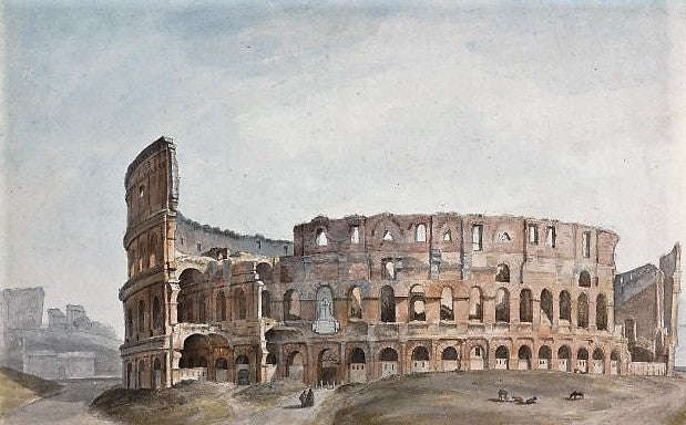 Exterior of the Colosseum from the West, vintage artwork by John Warwick Smith, 12x8" (A4) Poster