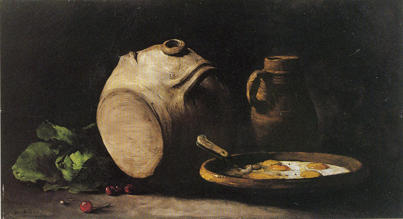 Still Life with Eggs, vintage artwork by Theodule-Augustin Ribot, 12x8" (A4) Poster
