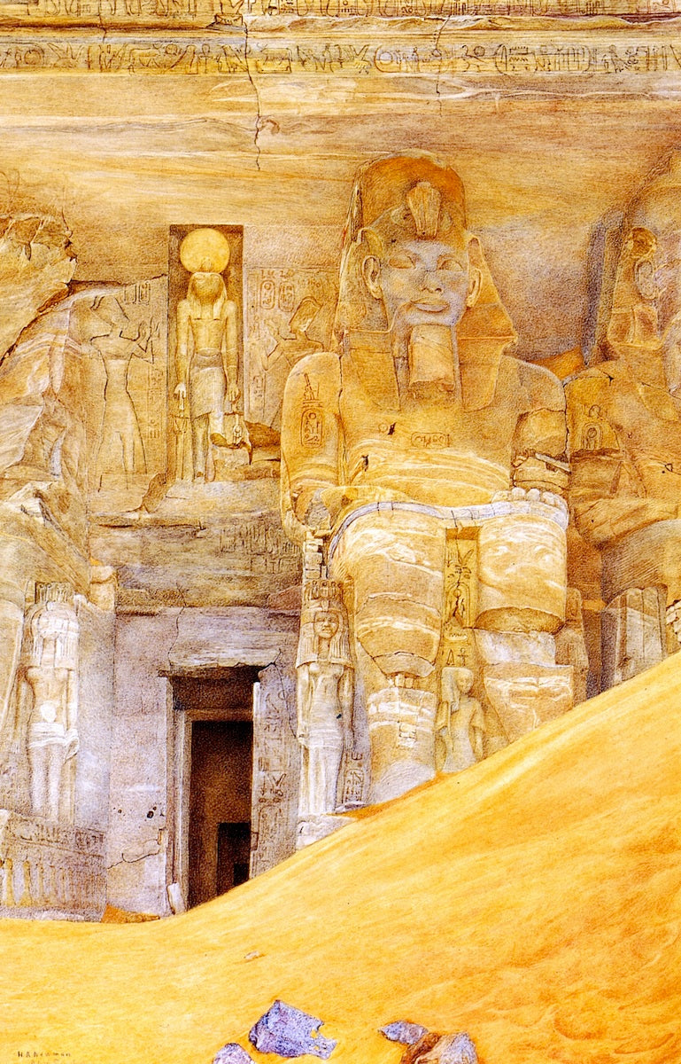 Abu Simbel, vintage artwork by Henry Roderick Newman, 12x8" (A4) Poster