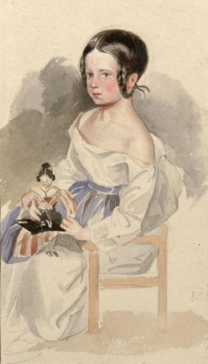 Girl with Doll, vintage artwork by Peter Fendi, A3 (16x12") Poster Print