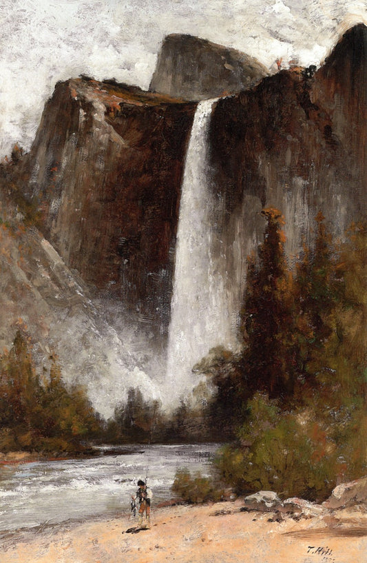At the Foot of Bridal Veil, vintage artwork by Thomas Hill, 12x8" (A4) Poster