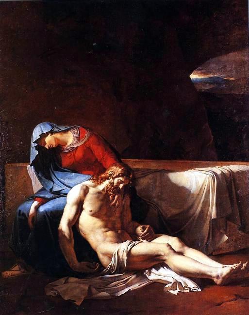 Madonna with Dead Christ, vintage artwork by Anne-Louis Girodet de Roussy-Trioson, 12x8" (A4) Poster
