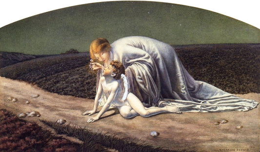 L'Esperance relevant l'Amour blesse, vintage artwork by Carlos Schwabe, 12x8" (A4) Poster
