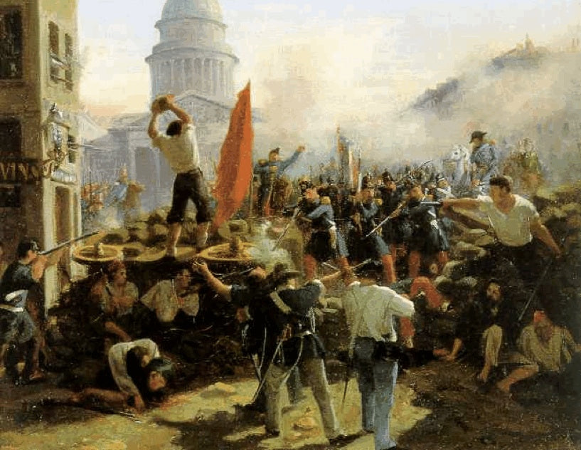 Street Fighting on Rue Soufflot, Paris, June 25, 1848, vintage artwork by Horace Vernet, A3 (16x12") Poster Print