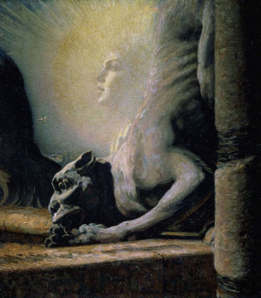 The Sphinx and the Chimera, vintage artwork by Louis Welden Hawkins, 12x8" (A4) Poster