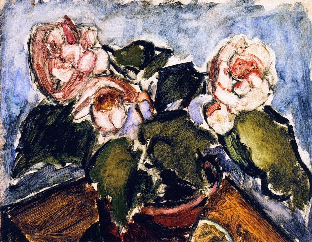 Still LIfe with Potted Flowers, vintage artwork by Valeria Denes, 12x8" (A4) Poster