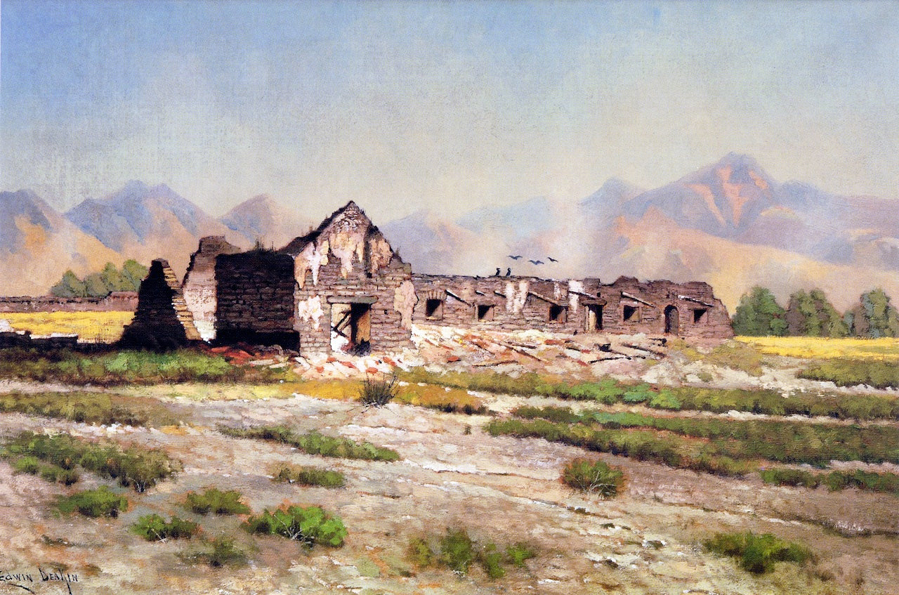 Mission Nuestra Señora de la Soledad, vintage artwork by Edwin Deakin, 12x8" (A4) Poster