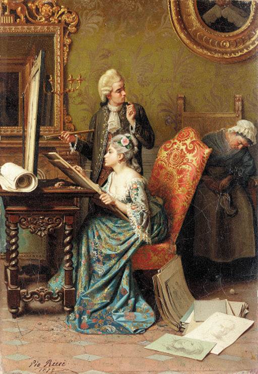 The Painting Lesson, vintage artwork by Pio Ricci, 12x8" (A4) Poster