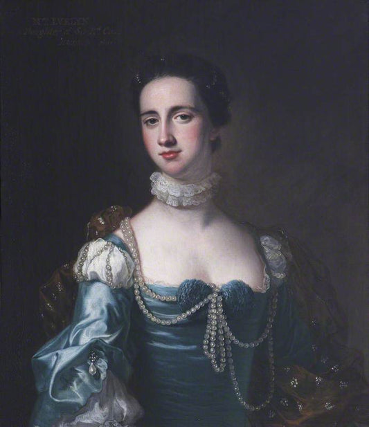 Jane Cust, Mrs James Evelyn, vintage artwork by Thomas Hudson, 12x8" (A4) Poster