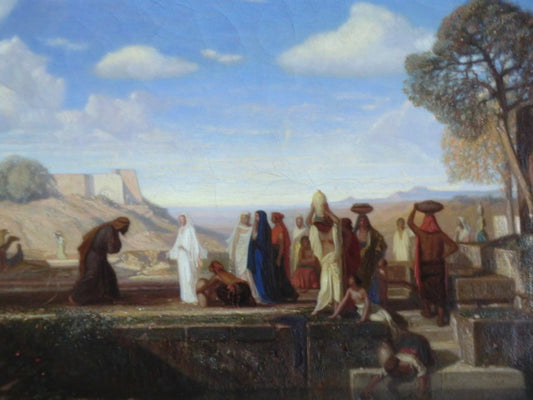 Rebecca at the Fountain, vintage artwork by Alexandre-Gabriel Decamps, A3 (16x12") Poster Print