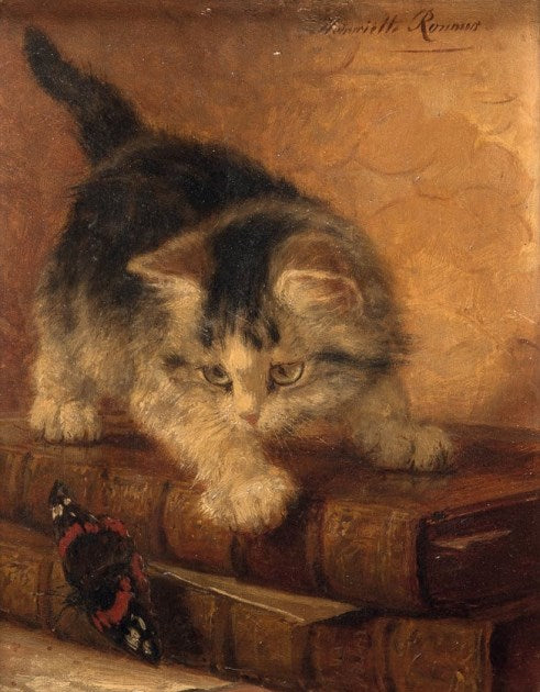 Kitten with a Butterfly, vintage artwork by Henriette Ronner-Knip, A3 (16x12") Poster Print