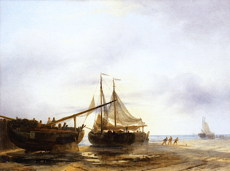 Drying the Nets, vintage artwork by Johan Hendrik Louis Meijer, A3 (16x12") Poster Print