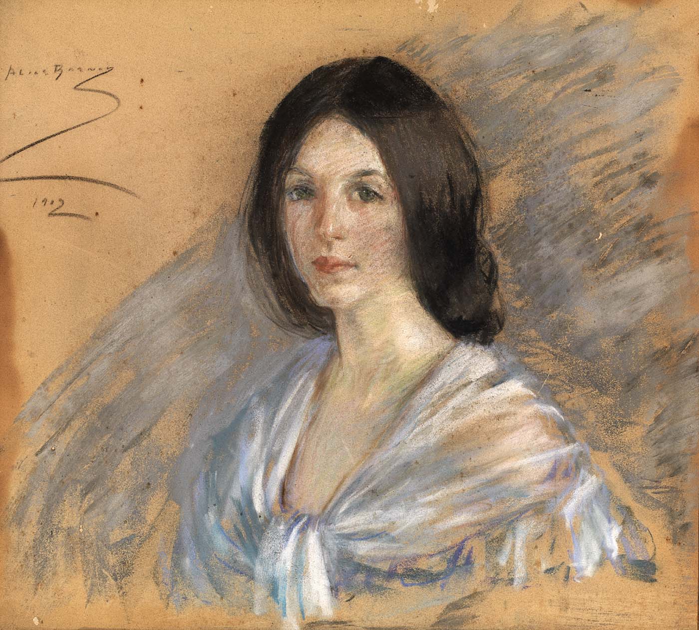 Jaqueline with Fichu, vintage artwork by Alice Pike Barney, 12x8" (A4) Poster
