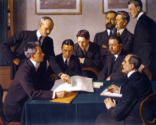 Group Portrait of the Board of the Kunstverein, vintage artwork by Ernst Würtenberger, 12x8" (A4) Poster