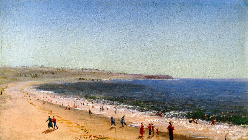 Easton's Beach, Newport, Rhode Island, vintage artwork by Charles De Wolf Brownell, A3 (16x12") Poster Print