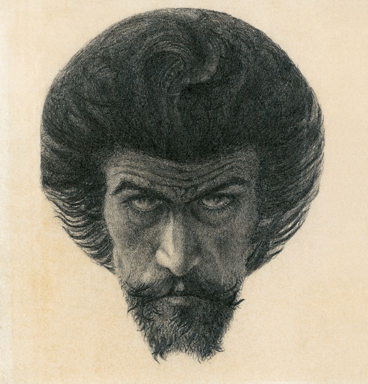 Self portrait, vintage artwork by Karel Hlaváček, 12x8" (A4) Poster