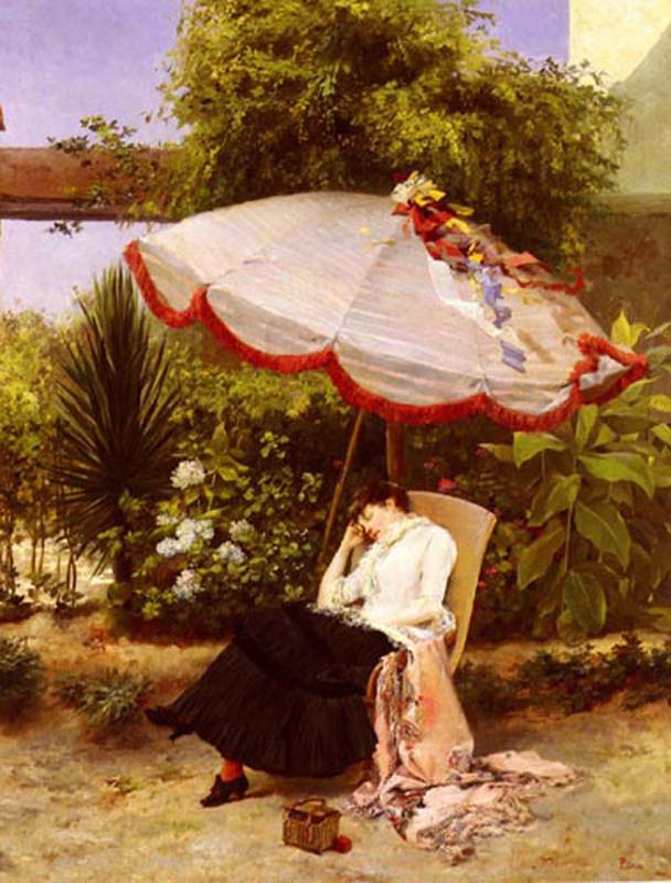 The Umbrella, vintage artwork by Pedro Lira, 12x8" (A4) Poster