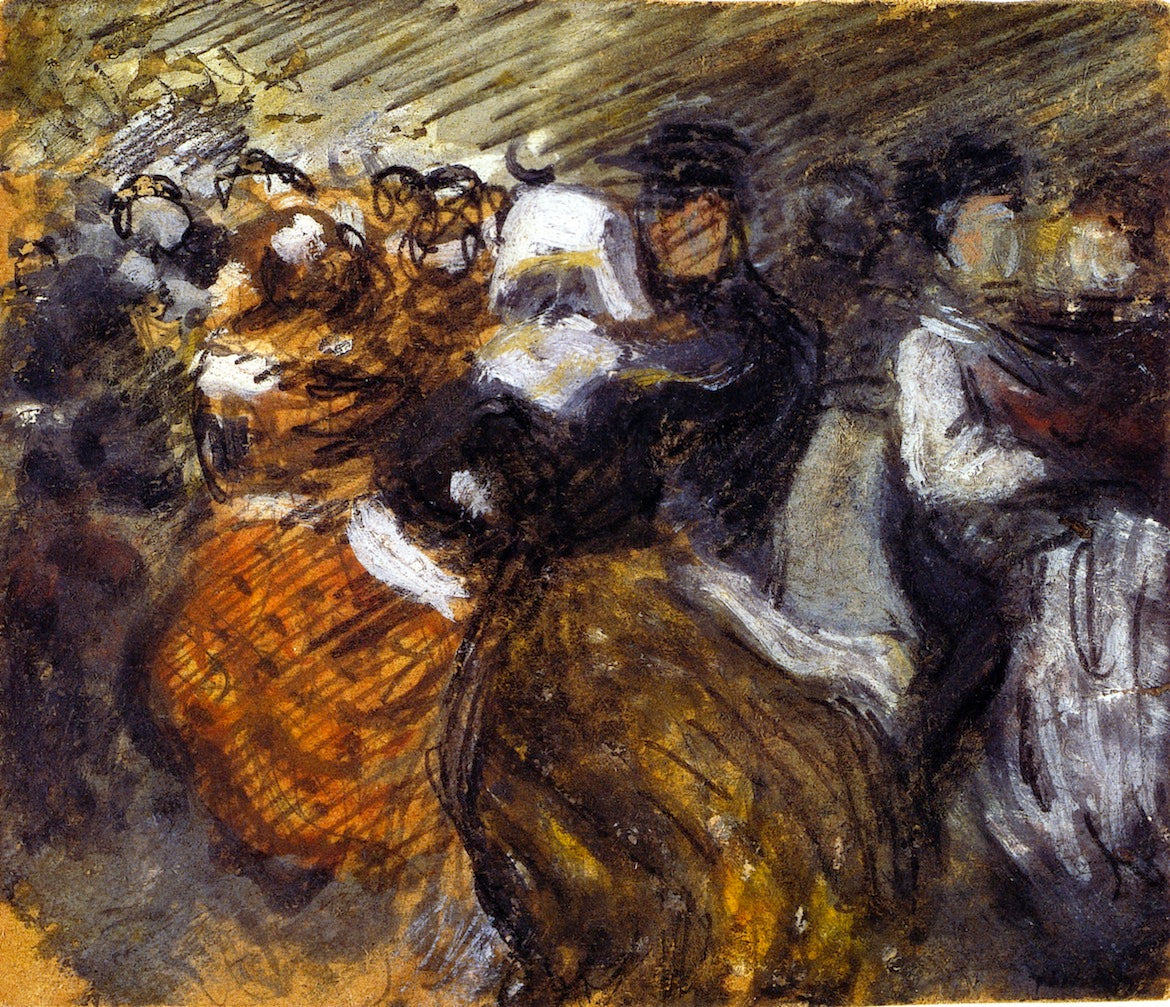 Dancing Fishermen in Brittany, vintage artwork by Franz Marc, 12x8" (A4) Poster