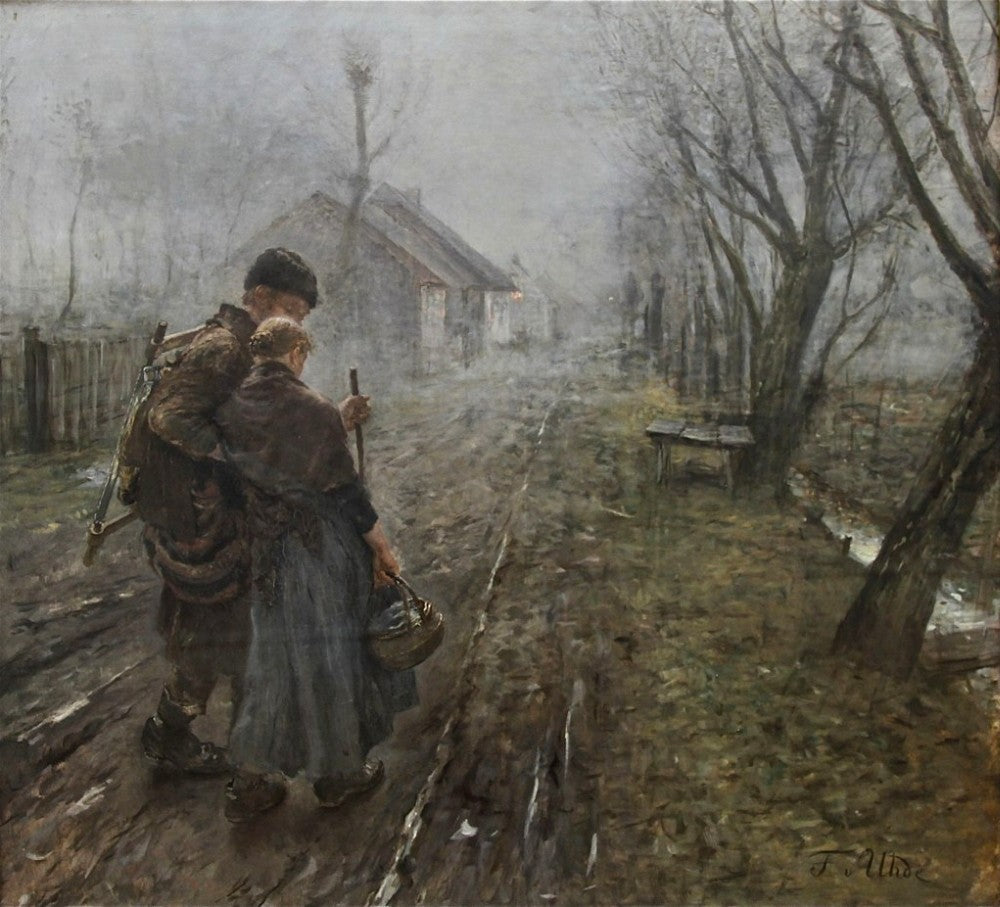 The Difficult Journey (Transition to Bethlehem), vintage artwork by Fritz von Uhde, 12x8" (A4) Poster