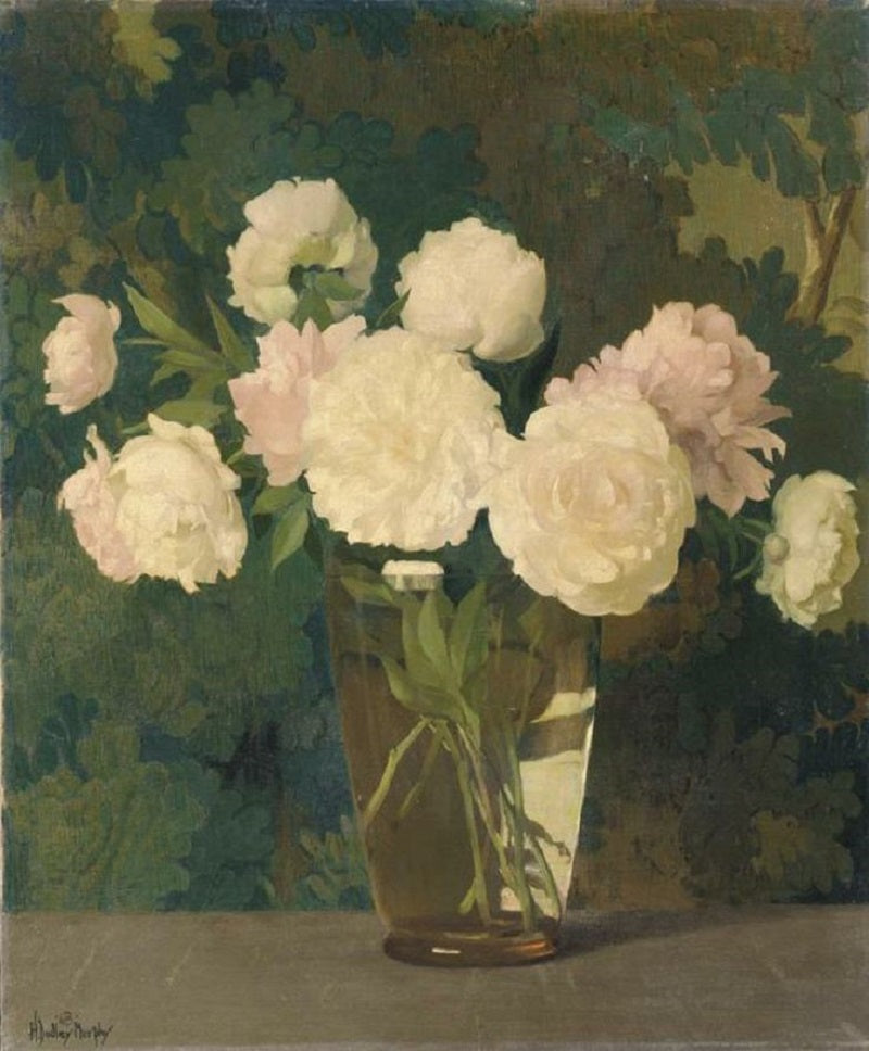 Peonies and Tapestry by Hermann Dudley Murphy,A3(16x12")Poster