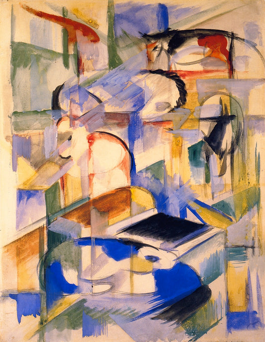 Composition of Animals, vintage artwork by Franz Marc, 12x8" (A4) Poster