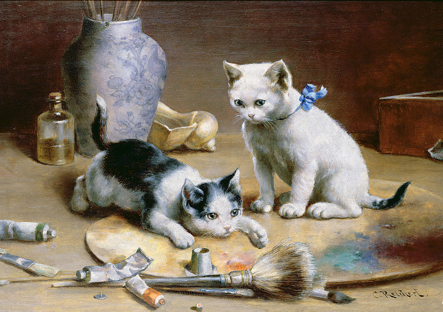 Studio Assistants, vintage artwork by Carl Reichert, 12x8" (A4) Poster