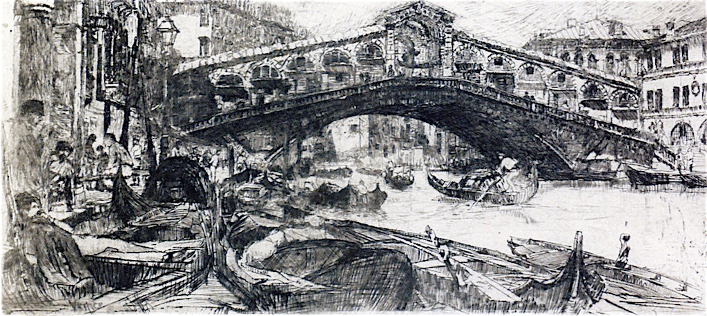 Rialto, vintage artwork by Otto Henry Bacher, 12x8" (A4) Poster