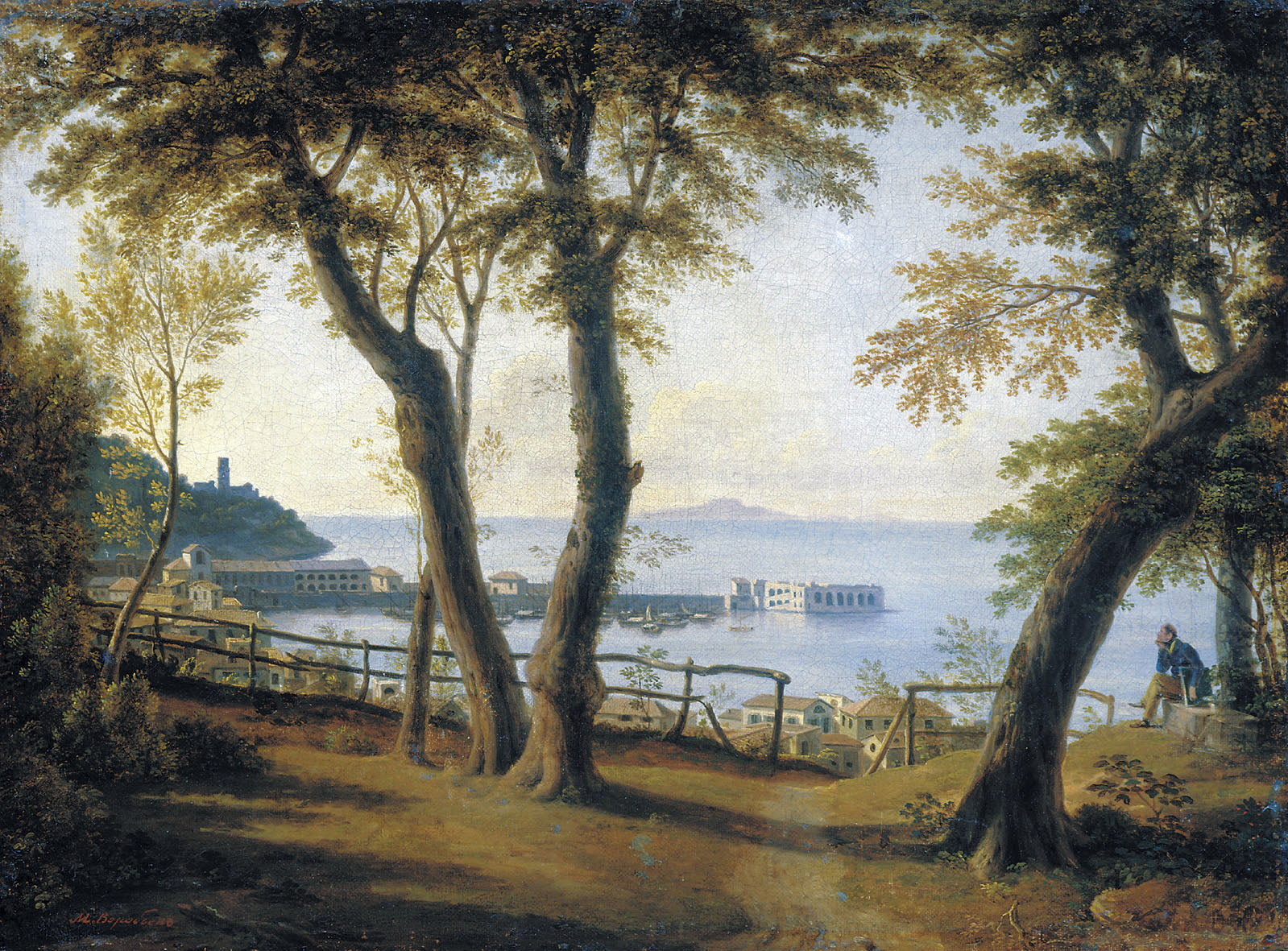 Landscape in Italy, vintage artwork by Maxim Voroby ov, 12x8" (A4) Poster