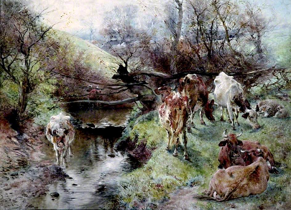 by  the Stream, vintage artwork by William Huggins, A3 (16x12") Poster Print