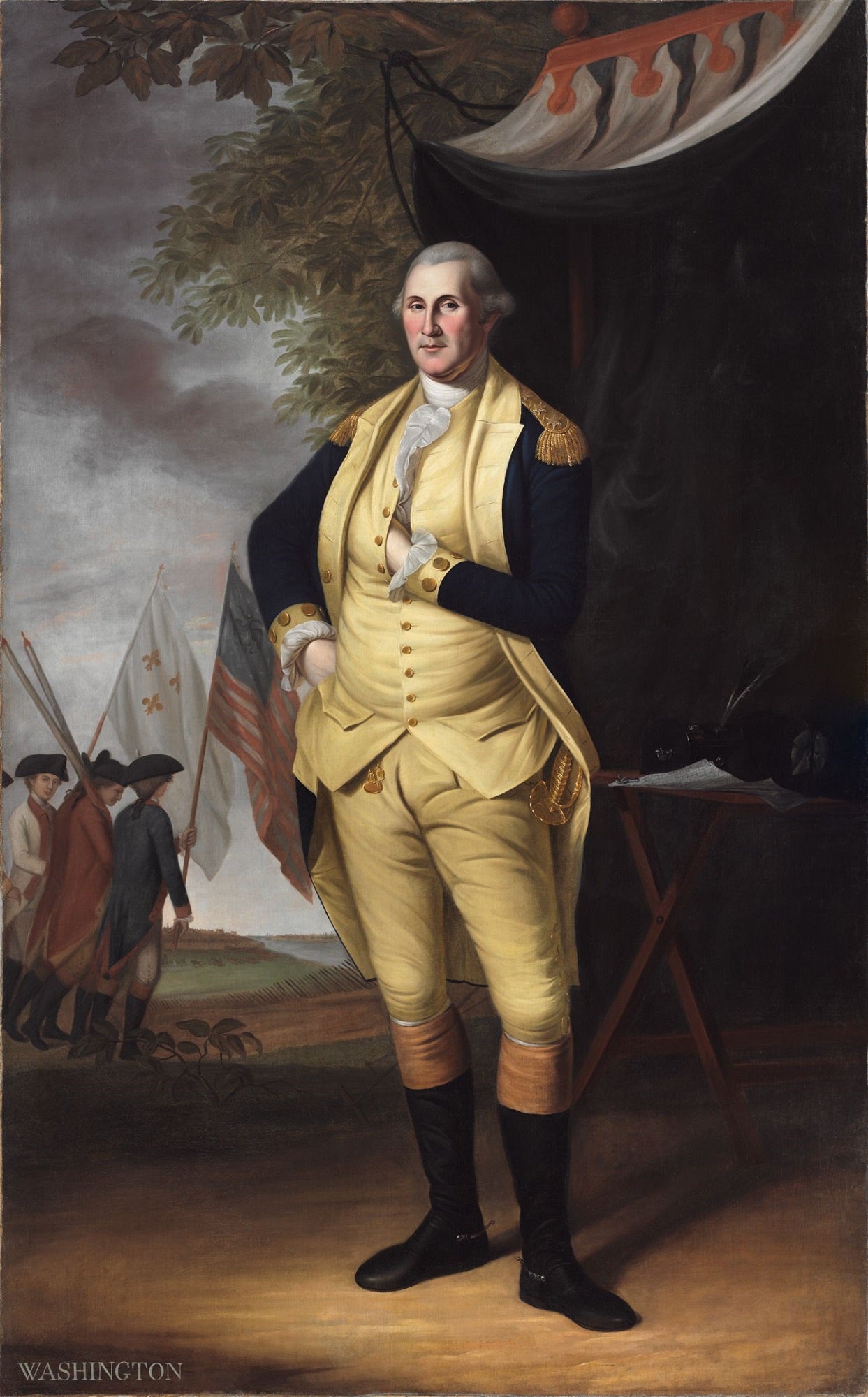 George Washington (1732-1799), vintage artwork by Charles Willson Peale, 12x8" (A4) Poster