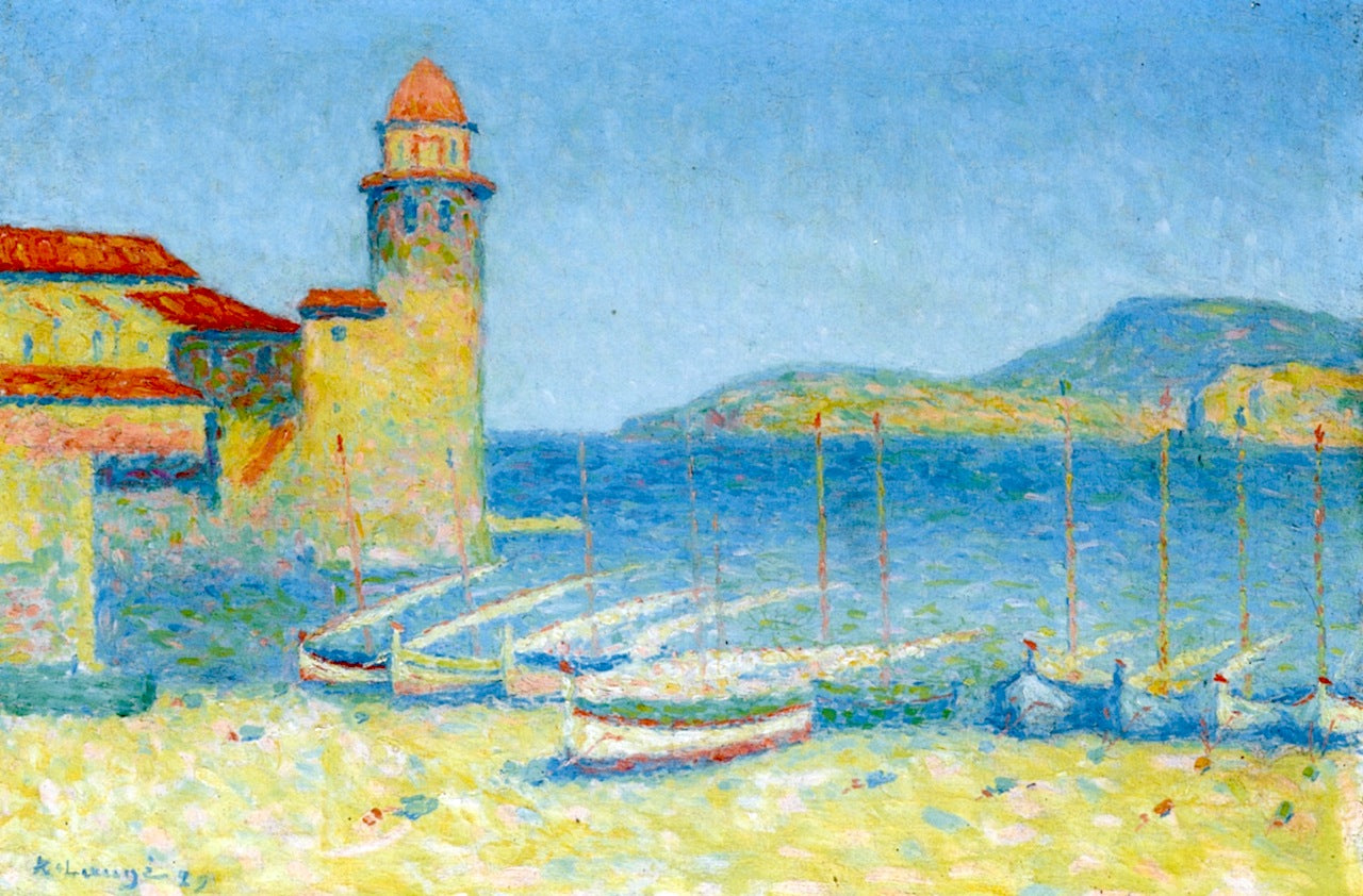 The Port of Collioure, vintage artwork by Achille Lauge, 12x8" (A4) Poster