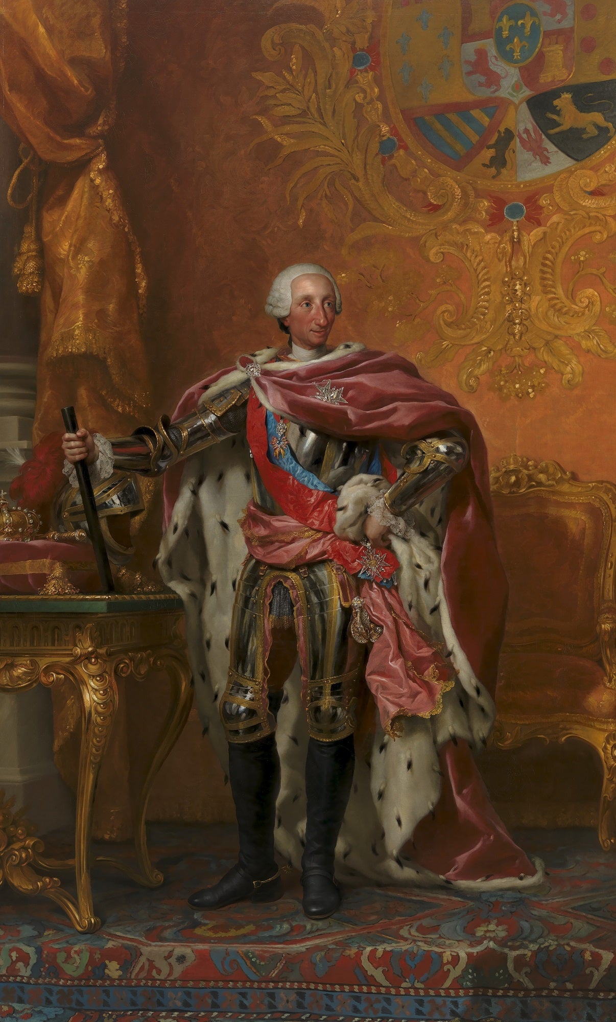 Portrait of King Charles III of Spain, vintage artwork by Anton Raphael Mengs, 12x8" (A4) Poster