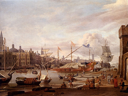 A Capriccio Of The Grand Canal, Venice, vintage artwork by Abraham Jansz. Storck, 12x8" (A4) Poster