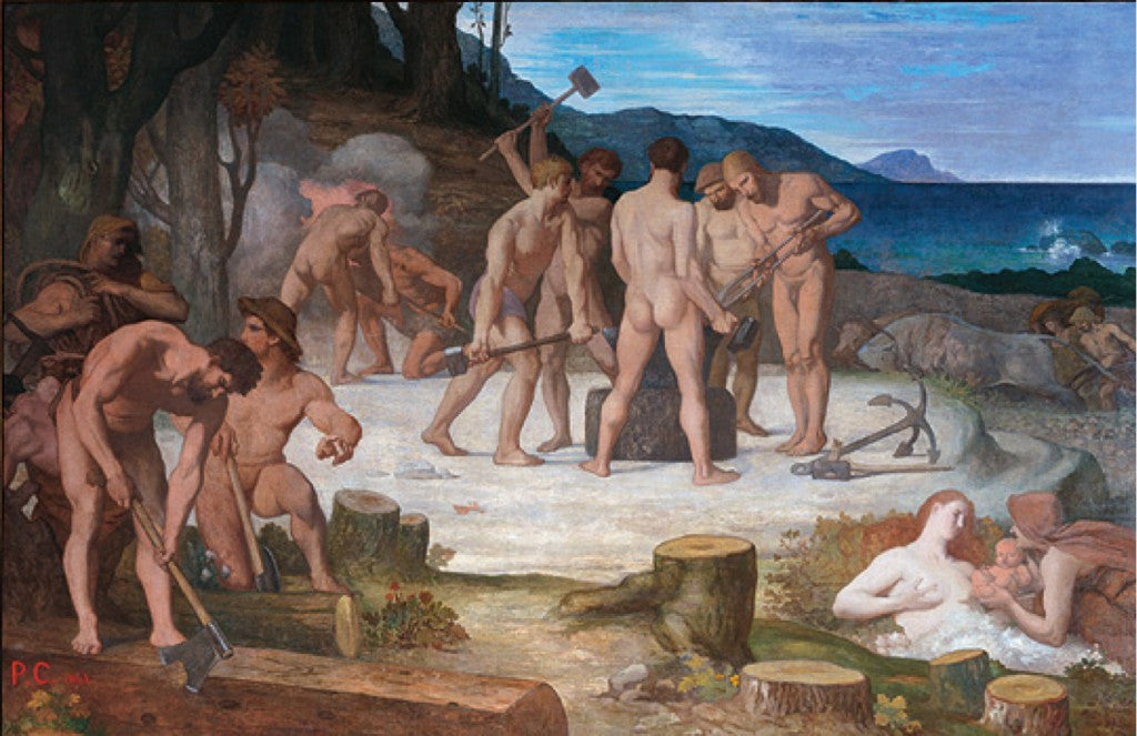Le Travail, vintage artwork by Pierre Puvis de Chavannes, 12x8" (A4) Poster