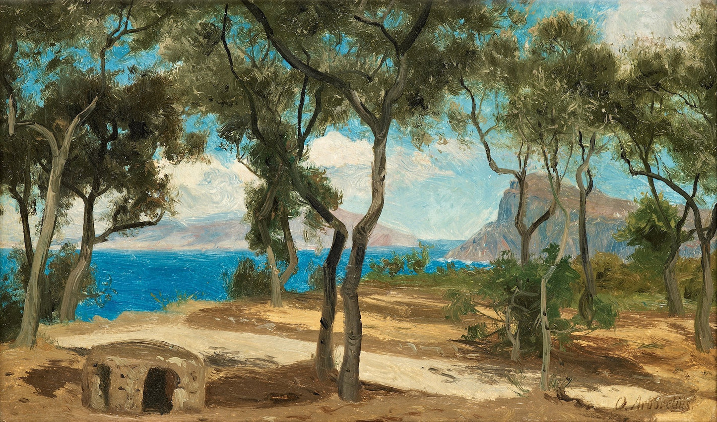 The Italian Coast, vintage artwork by Olof Arborelius, 12x8" (A4) Poster