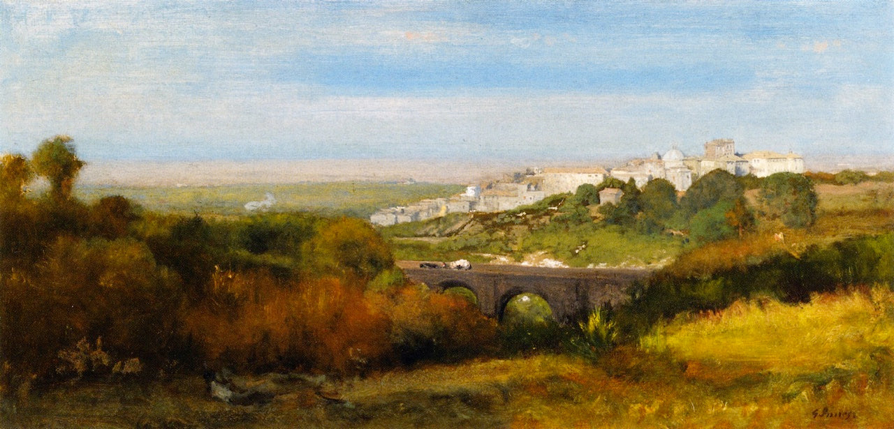 Albano, Italy, vintage artwork by George Inness, 12x8" (A4) Poster