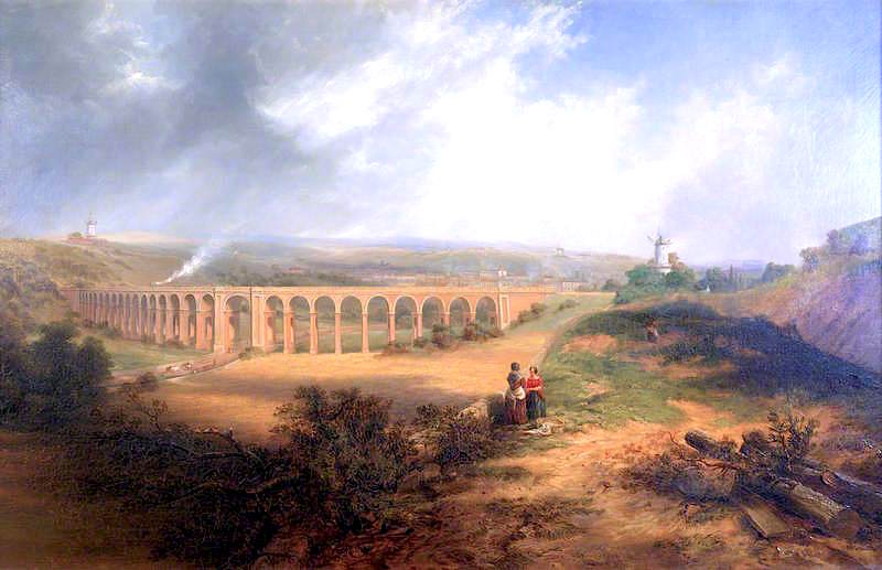 The London Road Viaduct, Brighton, vintage artwork by John Wilson Carmichael, A3 (16x12") Poster Print