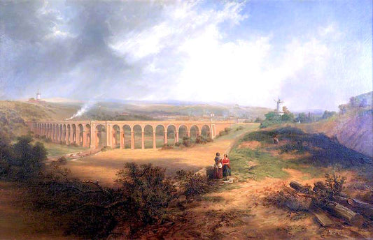 The London Road Viaduct, Brighton, vintage artwork by John Wilson Carmichael, A3 (16x12") Poster Print