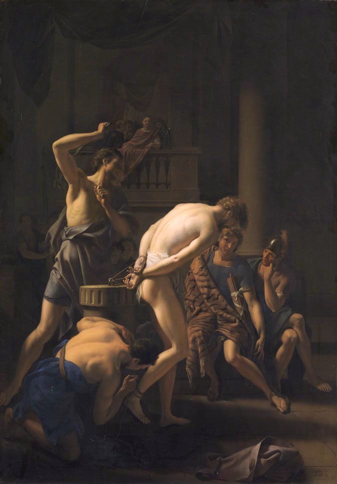 Flagellation of Christ, vintage artwork by Adriaen van der Werff, 12x8" (A4) Poster