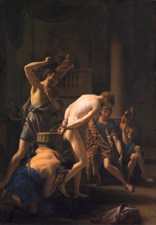 Flagellation of Christ, vintage artwork by Adriaen van der Werff, 12x8" (A4) Poster