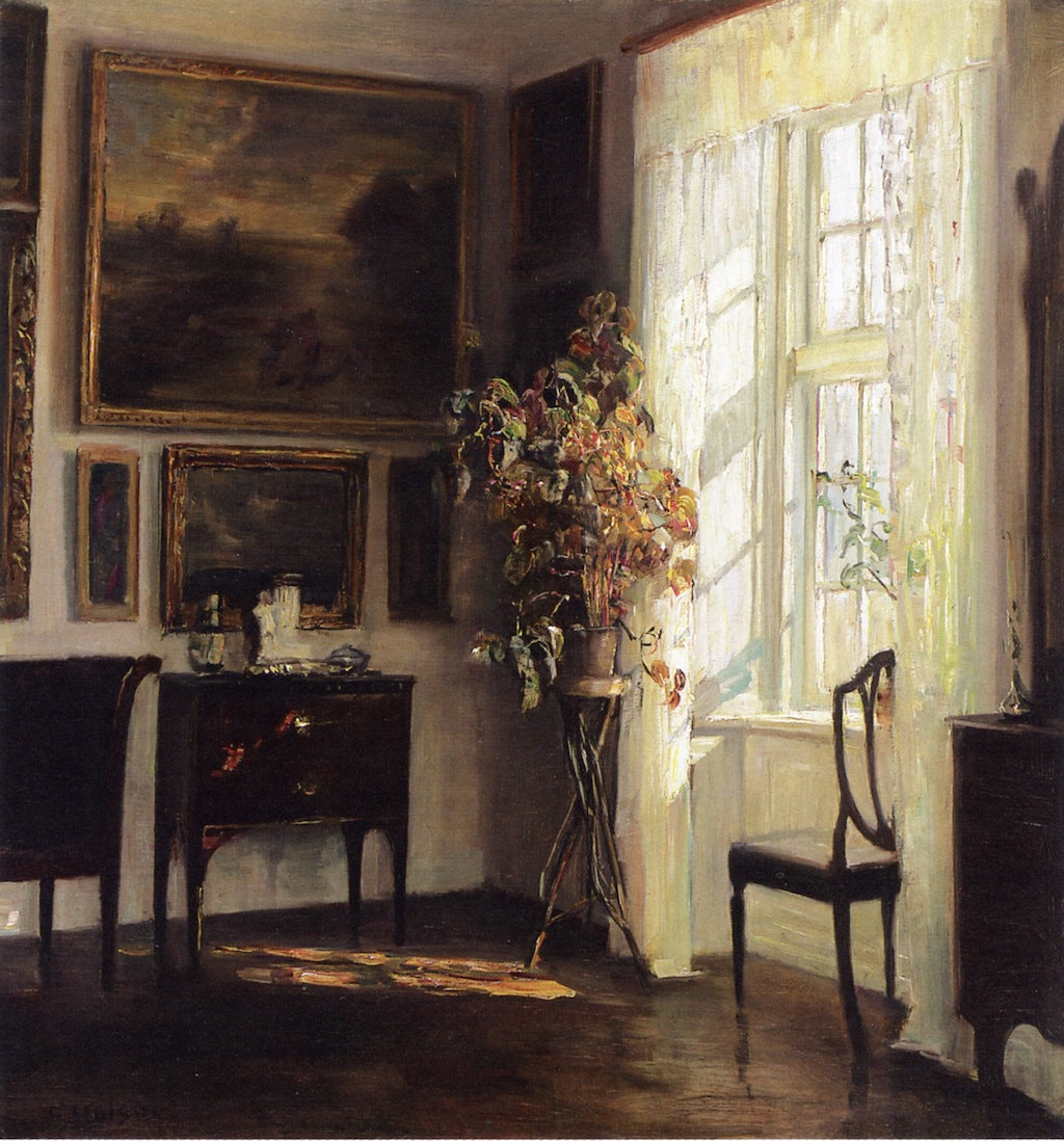 A Sunlit Interior, vintage artwork by Carl Vilhelm Holsøe, 12x8" (A4) Poster