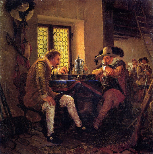 The Game of Chess, vintage artwork by Adolph von Menzel, A3 (16x12") Poster Print