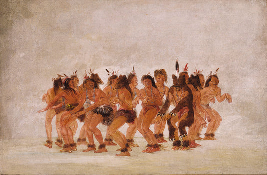 Bear Dance, Preparing for a Bear Hunt, vintage artwork by George Catlin, A3 (16x12") Poster Print