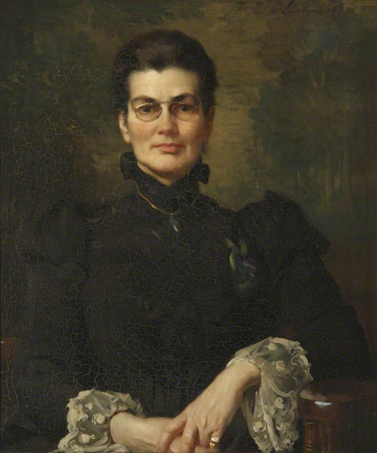 Portrait of Charlotte Anne Elizabeth Moberley, Principal of St Hugh's, vintage artwork by Sir William Llewellyn, 12x8" (A4) Poster